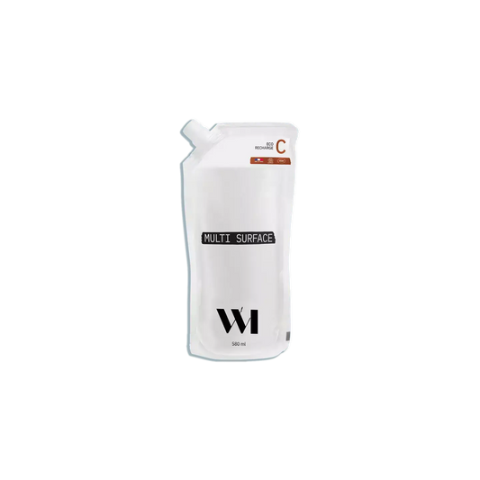 Pochette blanche éco-recharge nettoyant naturel multi-surfaces 580ml avec fleur d’oranger