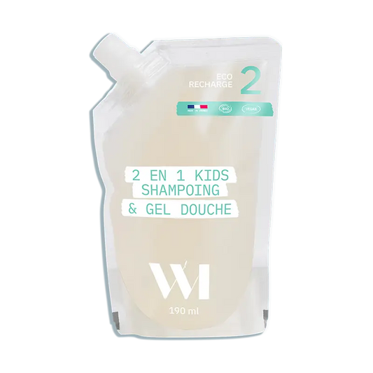 Pochette rechargeable translucide Eco-Recharge 2-en-1 kids 570ml pour peau fragile