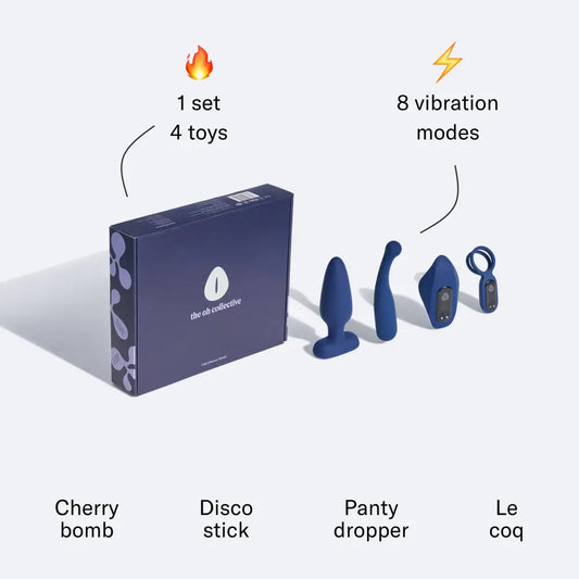 Ensemble vibromasseur pour couple avec 4 jouets bleus et 8 modes pour plus de plaisir partagé