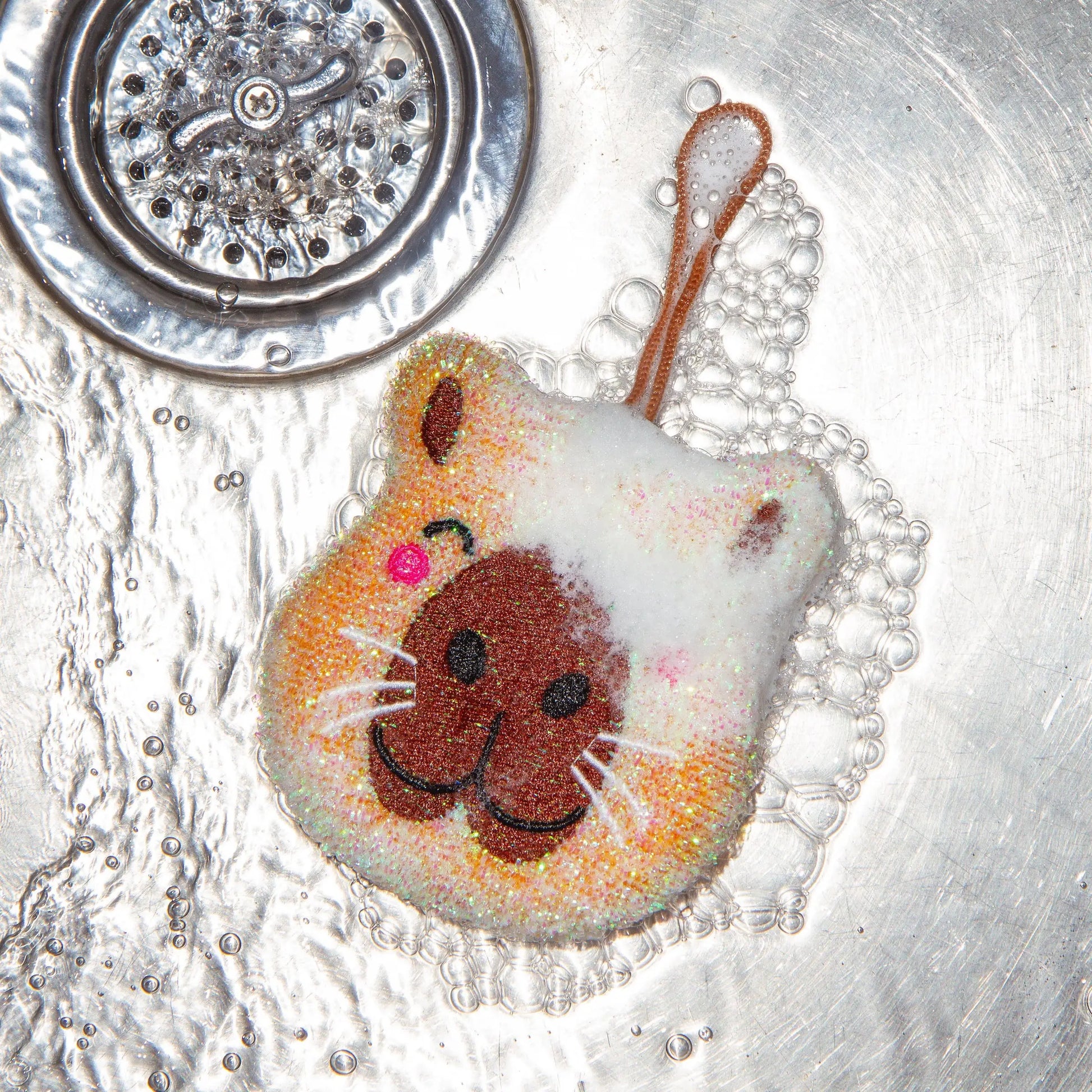 Éponge capybara mignonne orange-brun, petits objets mignons pour évier animal