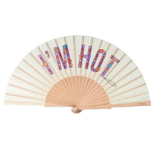 Éventail I’m hot crème : message audacieux, design moderne, idée cadeau originale