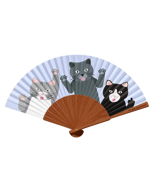 Eventail Kitty Gang : éventail pliant avec trois chats cartoon mignons