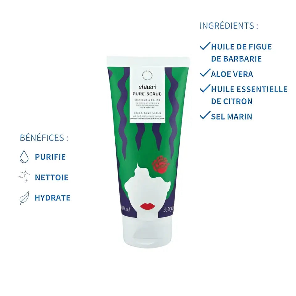 Tube exfoliant naturel corps Shaeri Pure Scrub au sel marin et citron