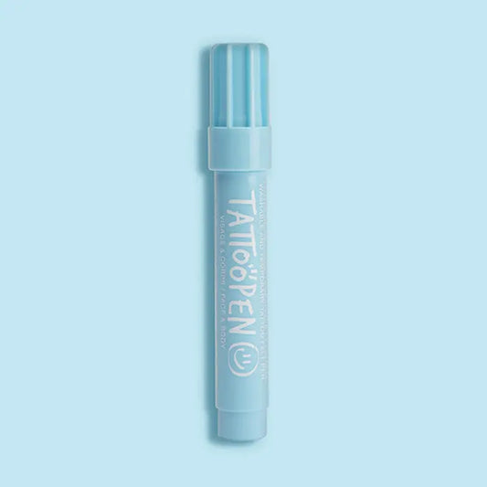 Stylo tatouage temporaire enfant bleu avec capuchon cannelé
