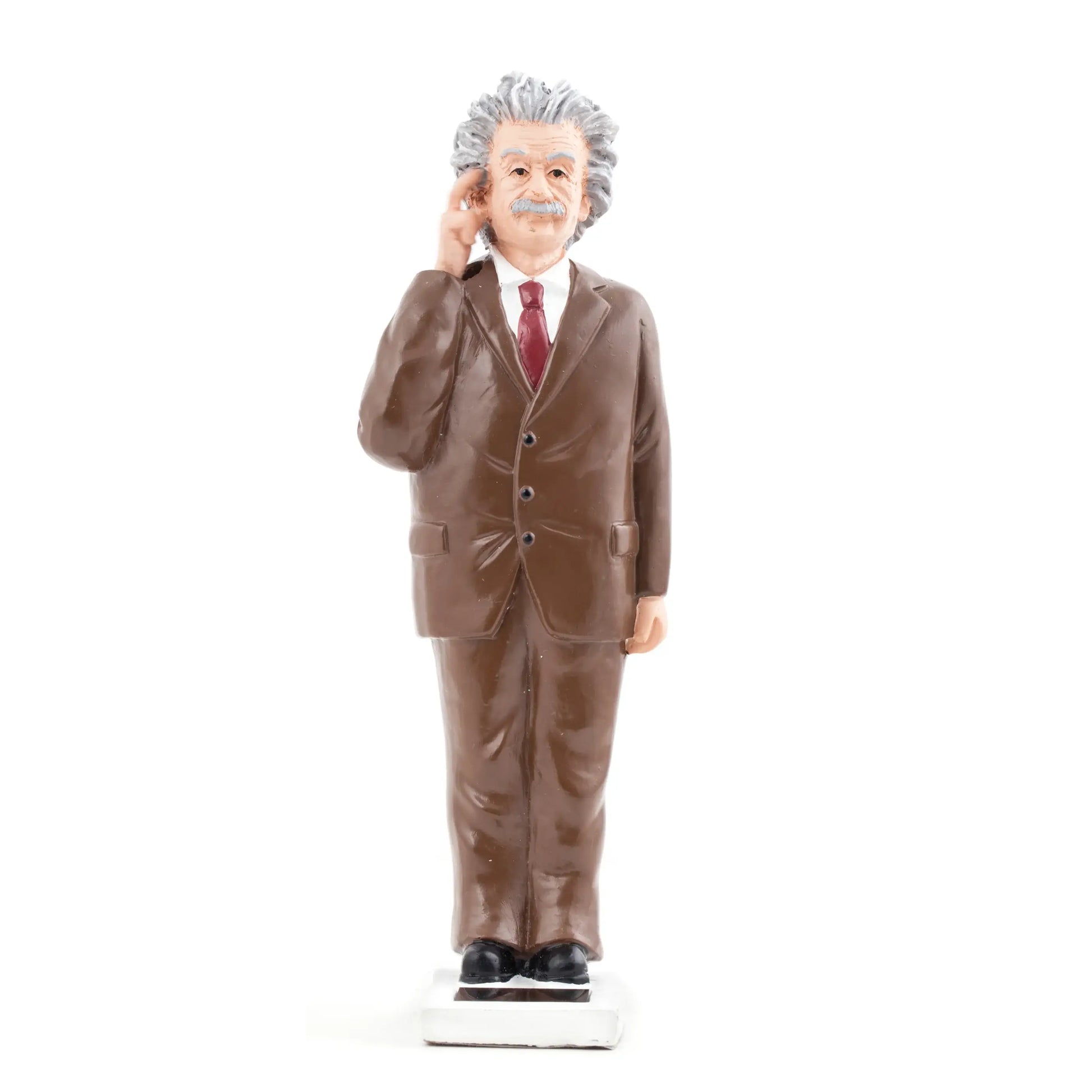 Figurine solaire Einstein en plastique brun, hommage déco avec panneau solaire