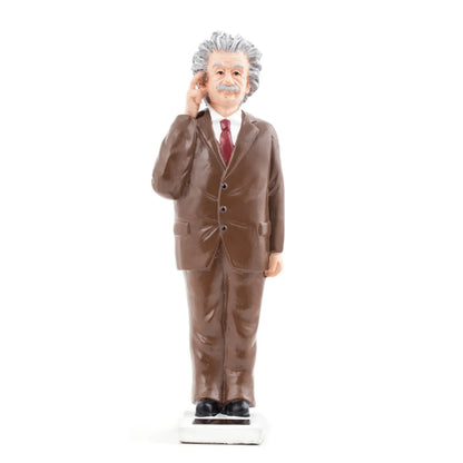 Figurine solaire Einstein en plastique brun, hommage déco avec panneau solaire