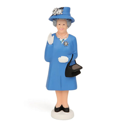 Figurine solaire Queen Reine Elisabeth Derby en résine bleue