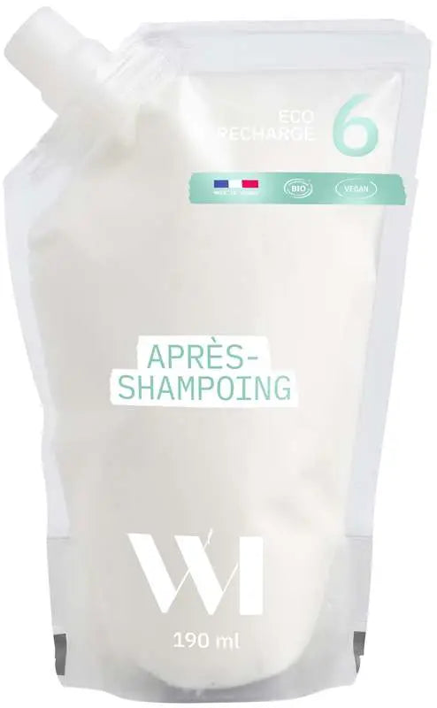 Flacon après-shampoing rechargeable 190ml blanc translucide à bec verseur
