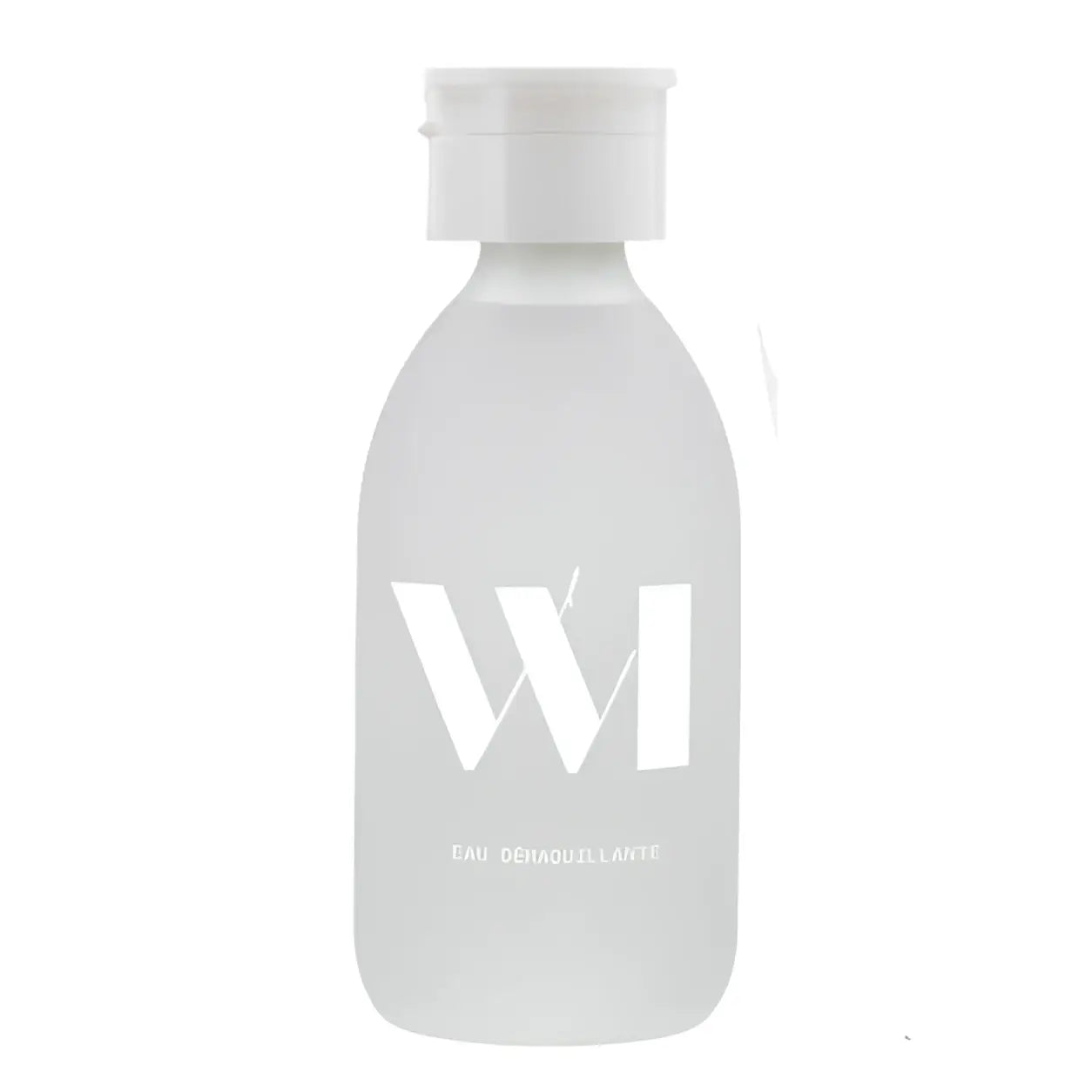 Flacon eau démaquillante rechargeable avec logo wi en blanc givré