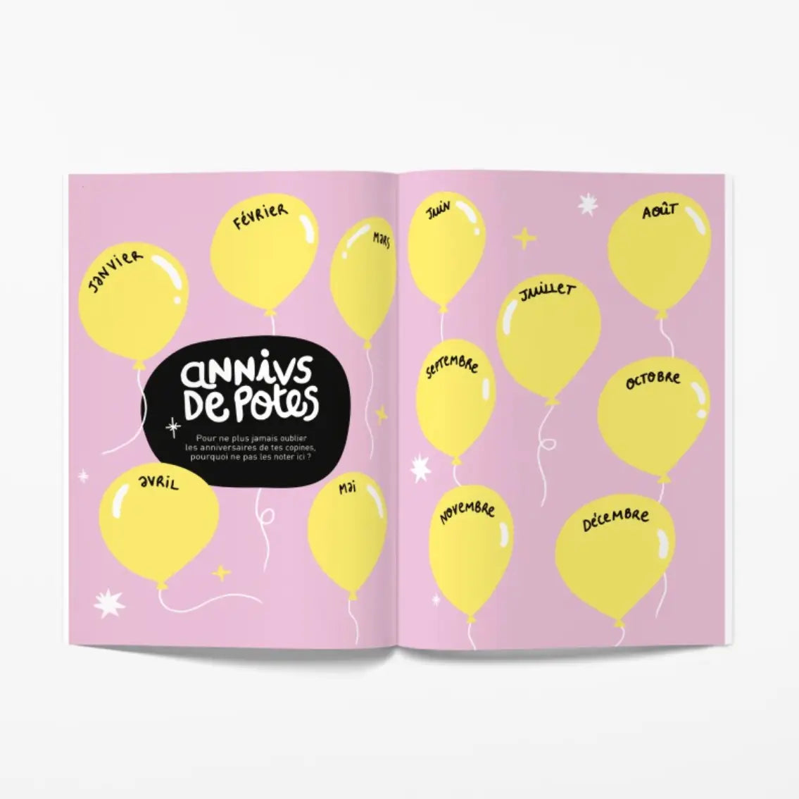 Cahier d’amitié Gang de Filles avec motifs délicats de ballons jaunes