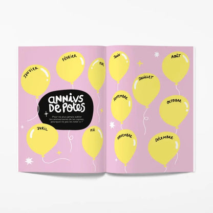 Cahier d’amitié Gang de Filles avec motifs délicats de ballons jaunes