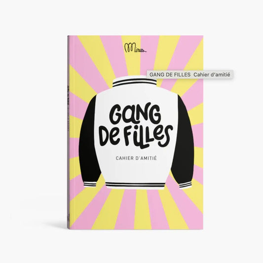 Cahier d’amitié Gang de Filles aux motifs délicats et sunburst rose-jaune