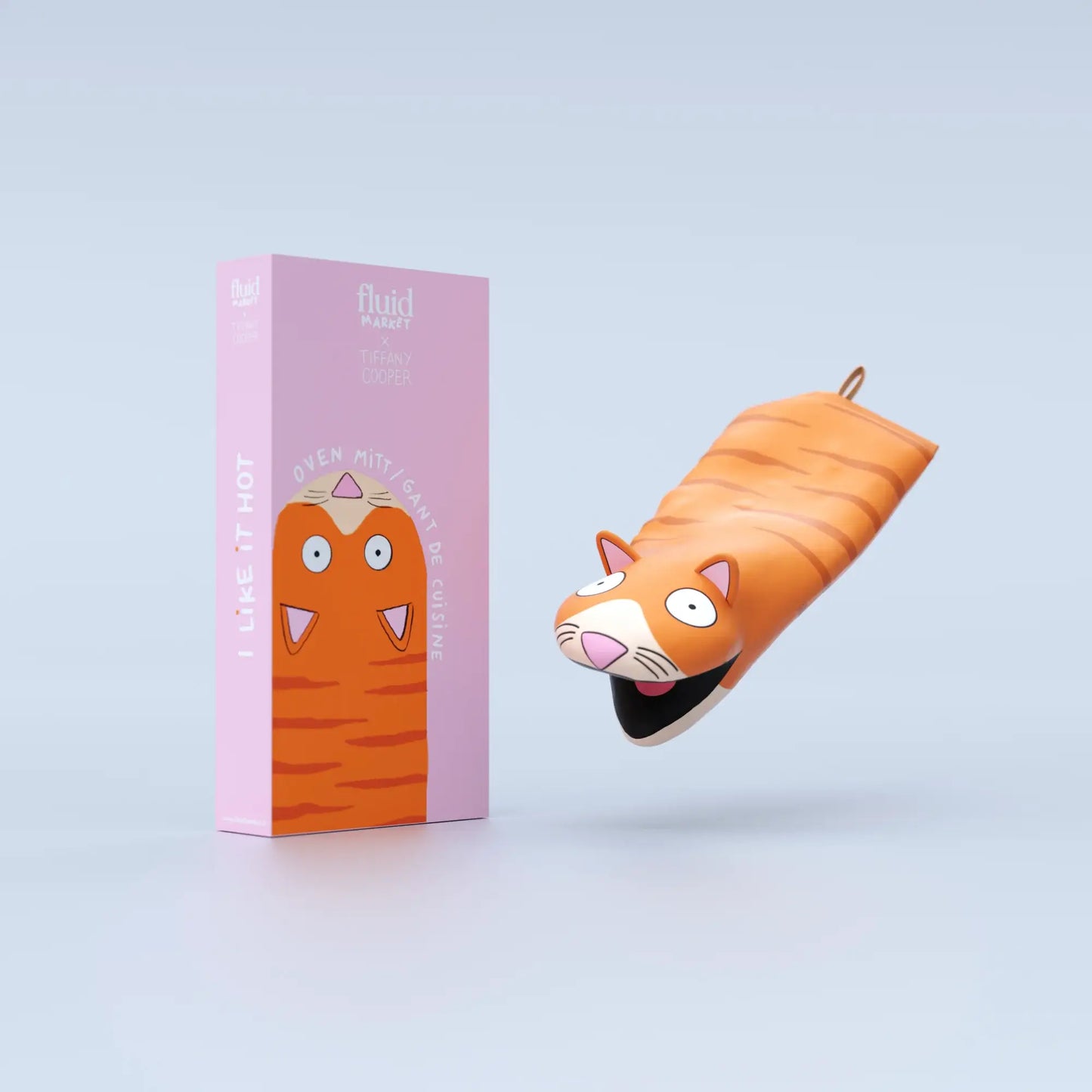 Gant de cuisine chat motif ludique orange, protection thermique, idée cadeau fun Fluid Planet