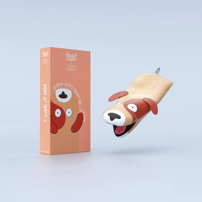 Gant de cuisine chien tan et rouge, protection efficace et idée cadeau fun