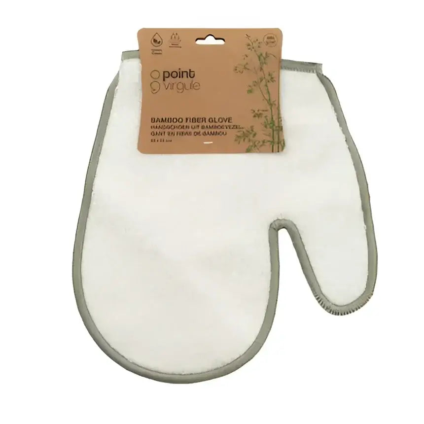 Gant en fibre de bambou blanc avec bordure grise 20x23cm pour nettoyer efficacement