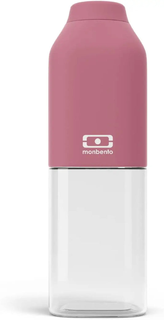 Gourde réutilisable rose blush monbento en verre clair mat