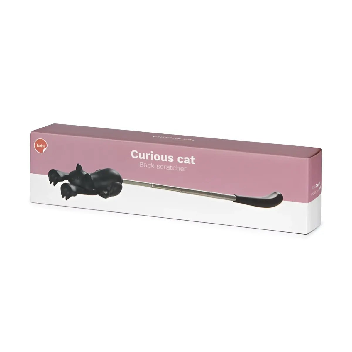 Gratte-dos chat curieux extensible noir, accessoire malin en plastique