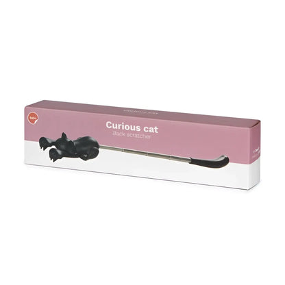Gratte-dos chat curieux extensible noir, accessoire malin en plastique