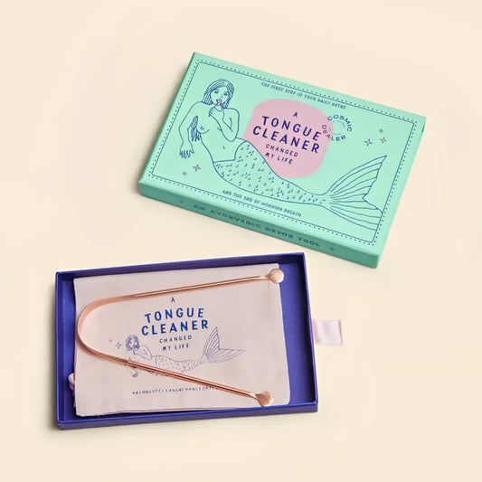 Kit gratte langue avec boîte sirène et pochette pour une bouche saine avec cuivre pur