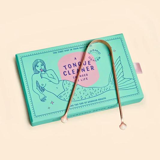 Gratte langue cuivre avec manches coquillages pour hygiène buccale