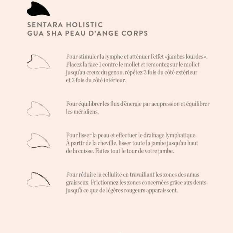 Instructions pour utiliser la pierre naturelle Gua Sha Peau d Ange corps, le geste devient facile