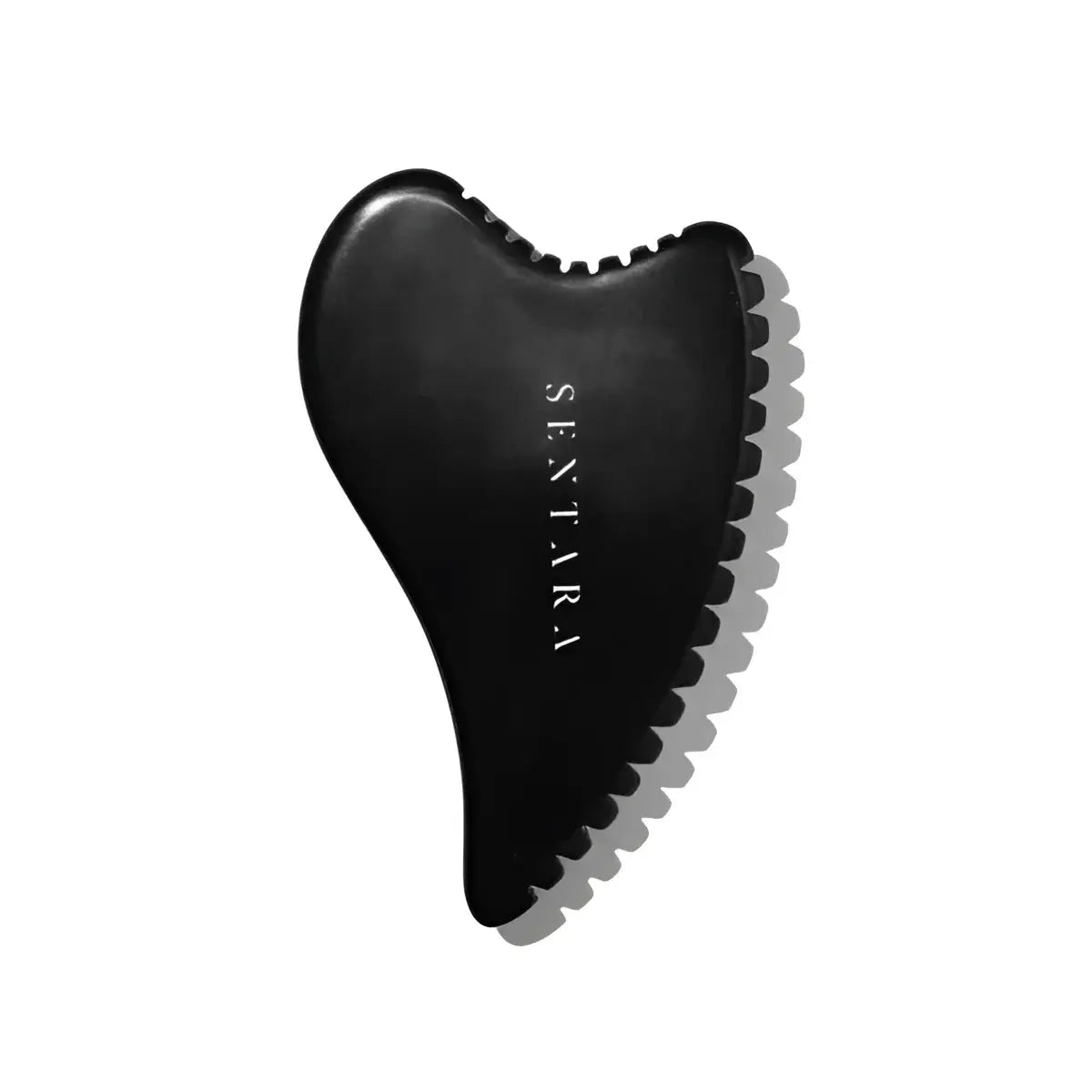 Outil gua sha peau d’ange corps en pierre naturelle noire à bord cannelé
