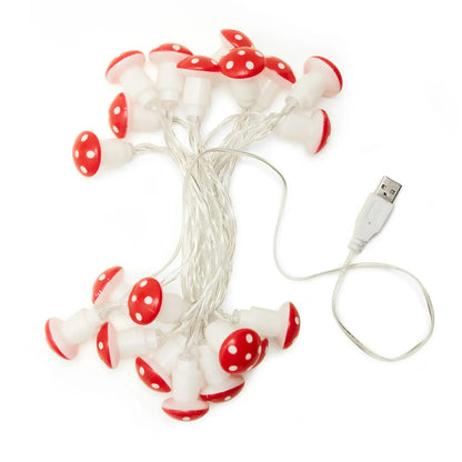Guirlandes champignons USB rouges et blanches en forme de champignons LED