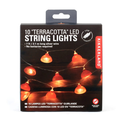 Guirlande lumineuse USB terracotta chaleureuse en fil argenté