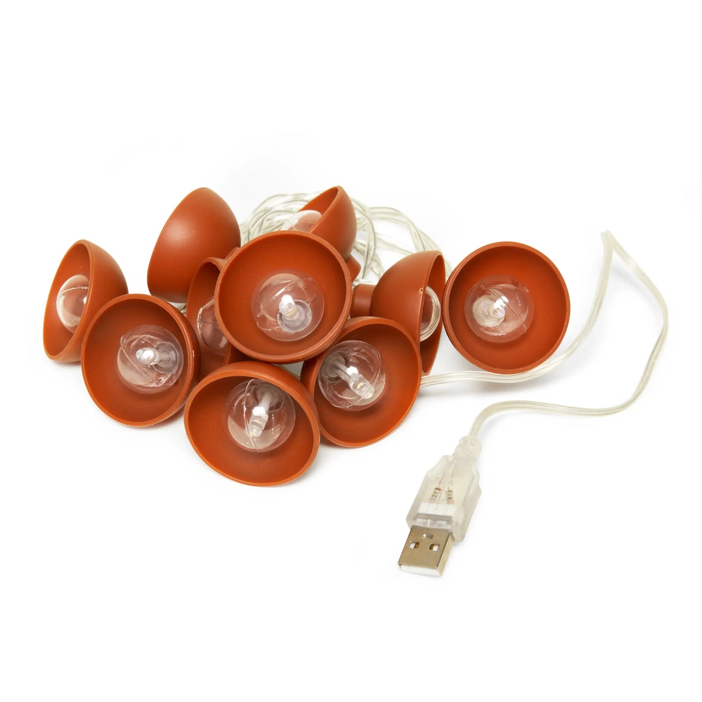 Guirlande lumineuse USB terracotta en céramique avec ampoules verre