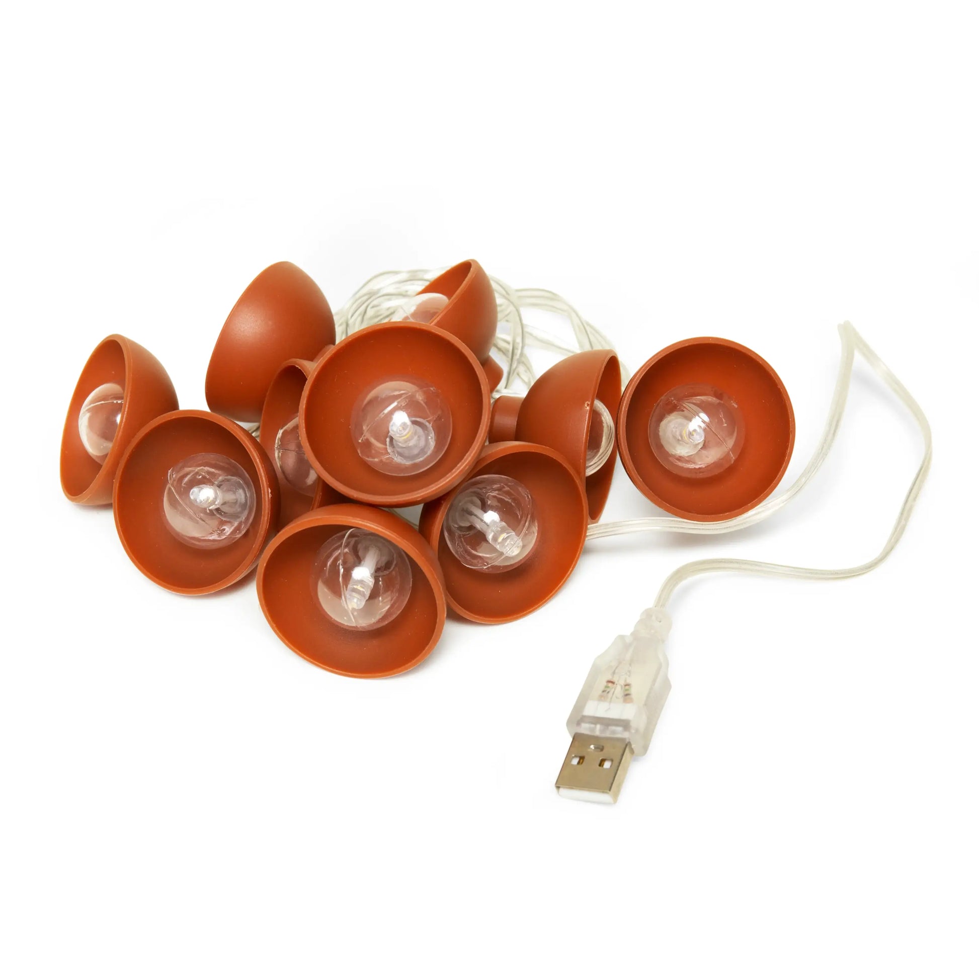 Guirlande lumineuse USB terracotta en céramique avec ampoules verre