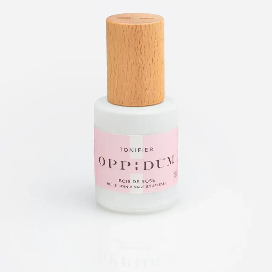 Huile soin visage et corps hydratation bois de rose en flacon blanc rose bois