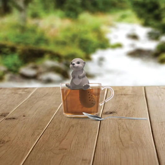 Infuseur à thé loutre en silicone gris, touche d’originalité perforée