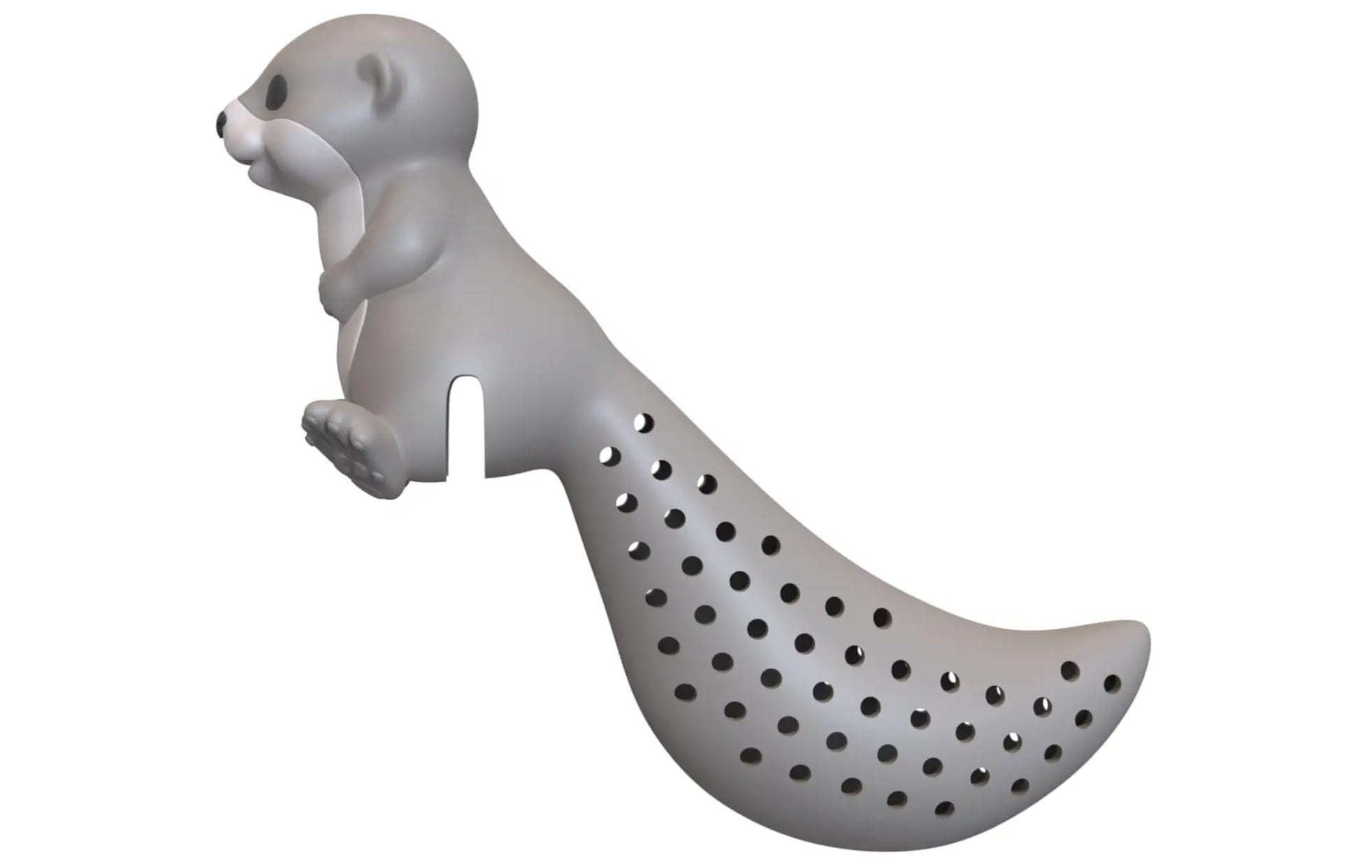 Infuseur à thé loutre gris en silicone, touche d’originalité avec queue ajourée