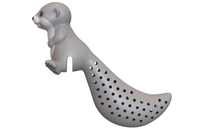 Infuseur à thé loutre gris en silicone, touche d’originalité avec queue ajourée