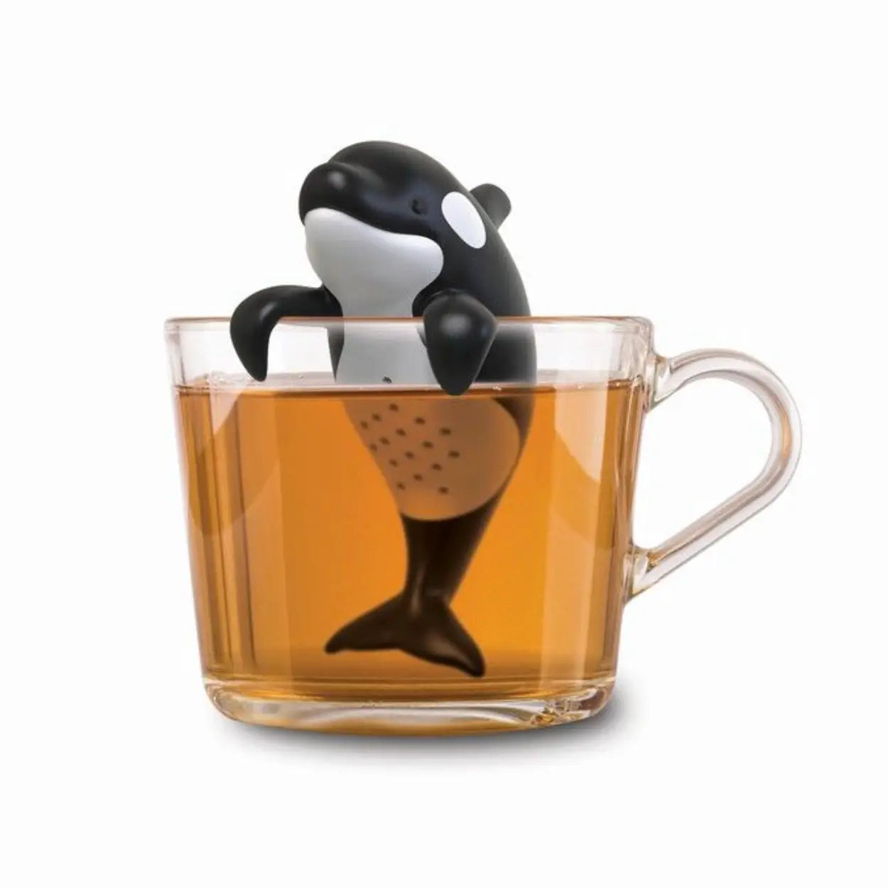 Infuseur à thé orque noir et blanc, touche marine, silhouette d’orque perforée