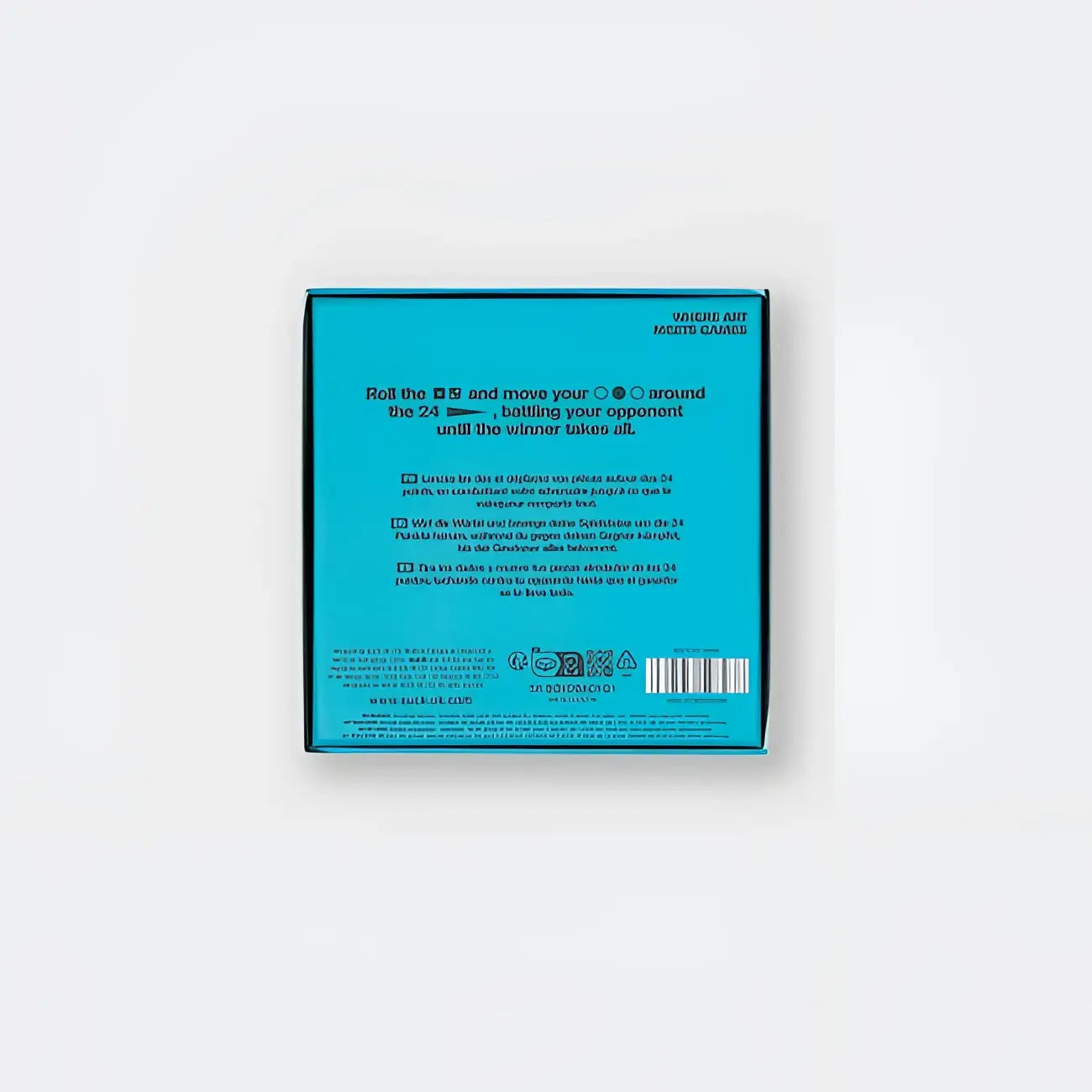 Boîte turquoise rectangulaire du Jeu Backgammon avec instructions et code-barres, plus qu’un jeu