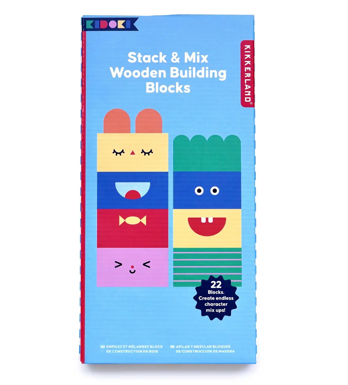 Jeu blocs en bois Kidoki avec 22 blocs à visages mignons pour expérience sensorielle