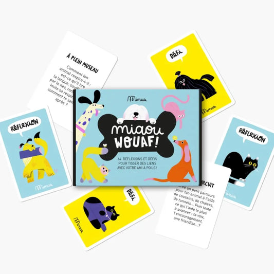 Jeu de carte Miaou Wouaf, idée cadeau simple avec animaux