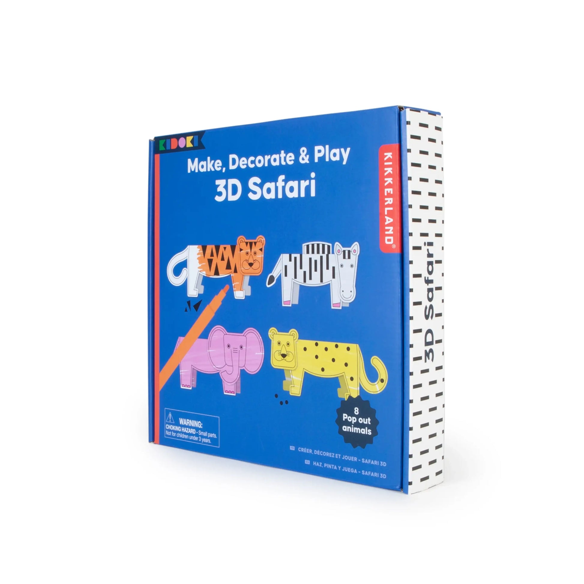 Jeu créatif animaux savane en boîte Kikkerland 3D pour petits explorateurs