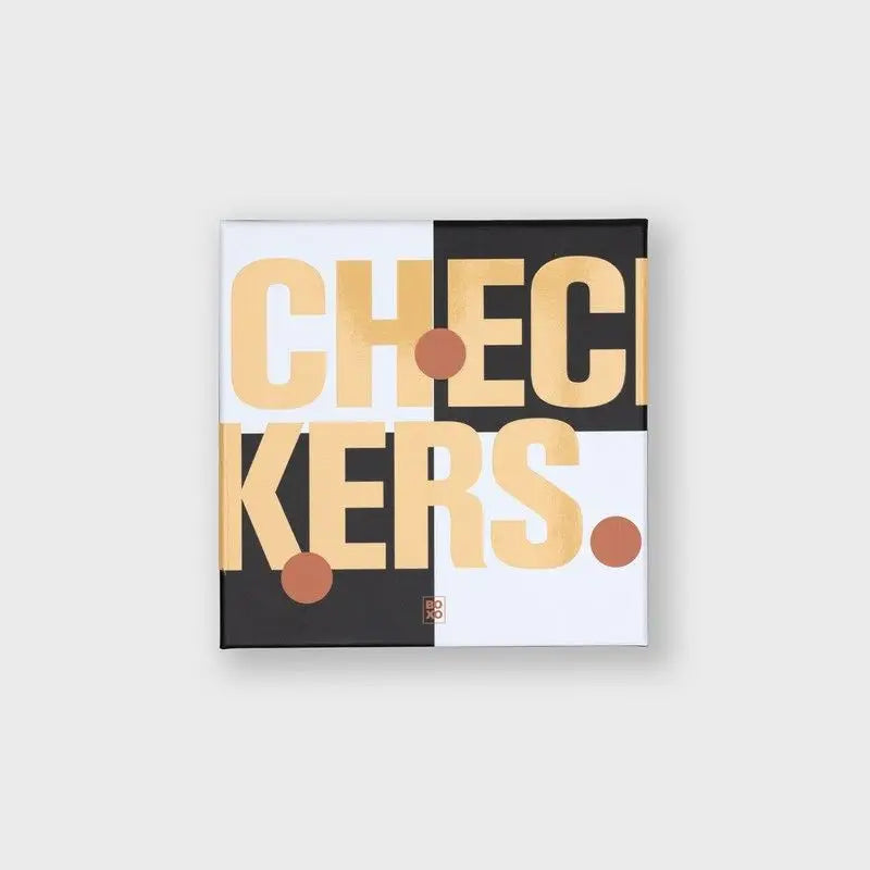 Impression toile Jeu De Dames : checkers en or sur damier noir-blanc, savoir-faire artisanal
