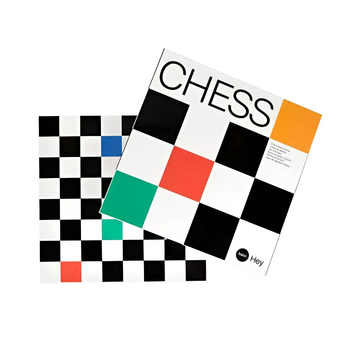 Jeu d’échecs Hey Chess Bois au design moderne avec damier noir et blanc coloré