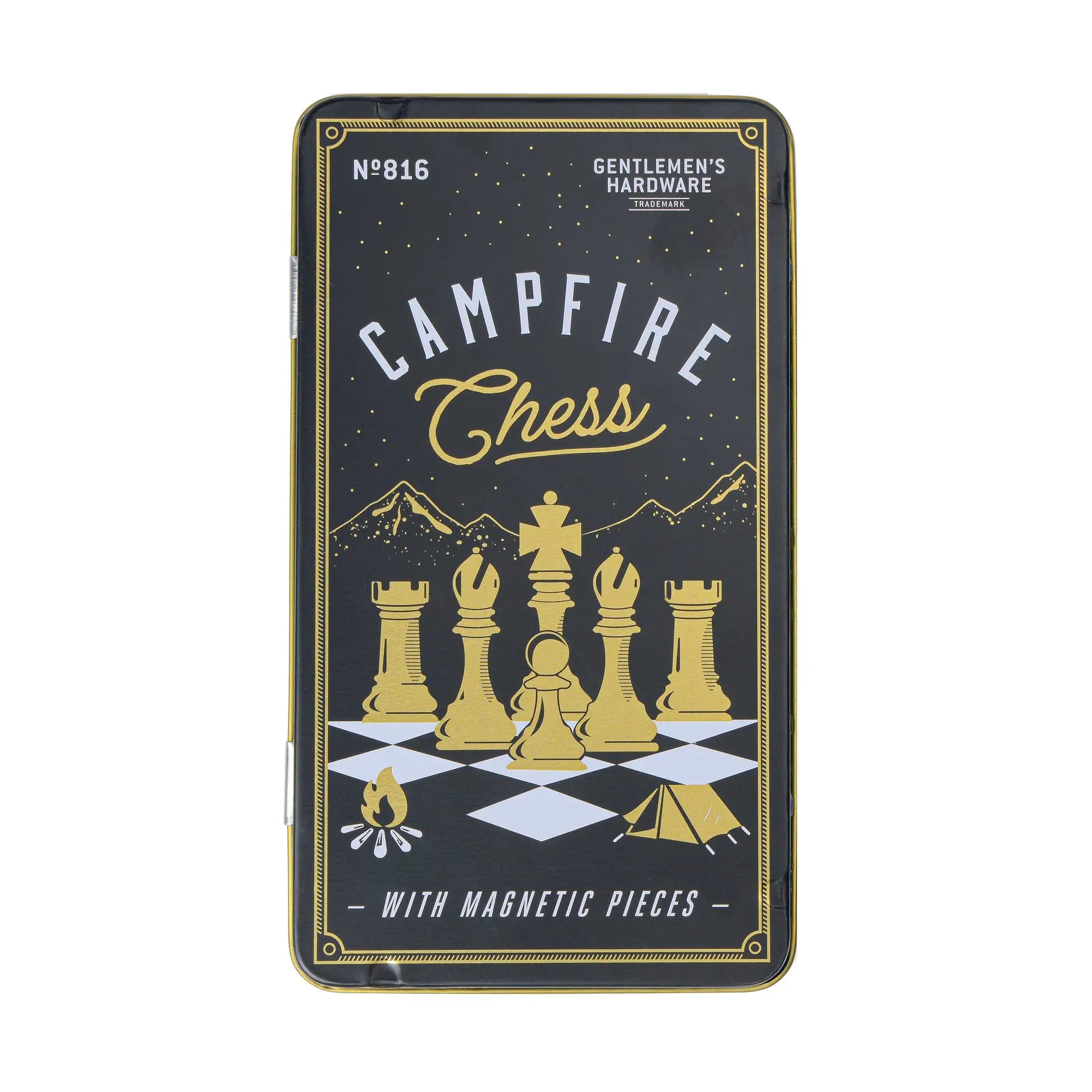 Jeu déchecs magnétique noir et or en boîte, compagnon idéal en pleine nature