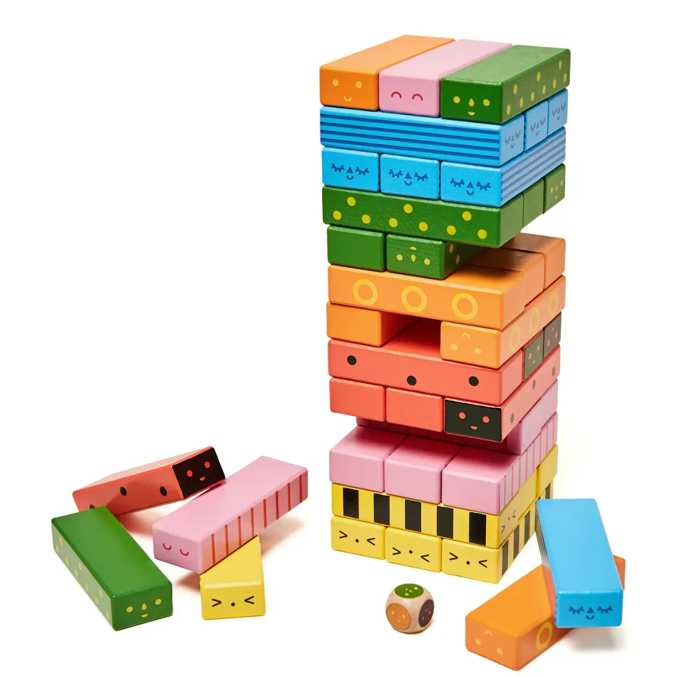 Tour de blocs en bois colorés Jeu D’Équilibre En Bois Stack A Bug, design naturel et formes arrondies chaleureuses