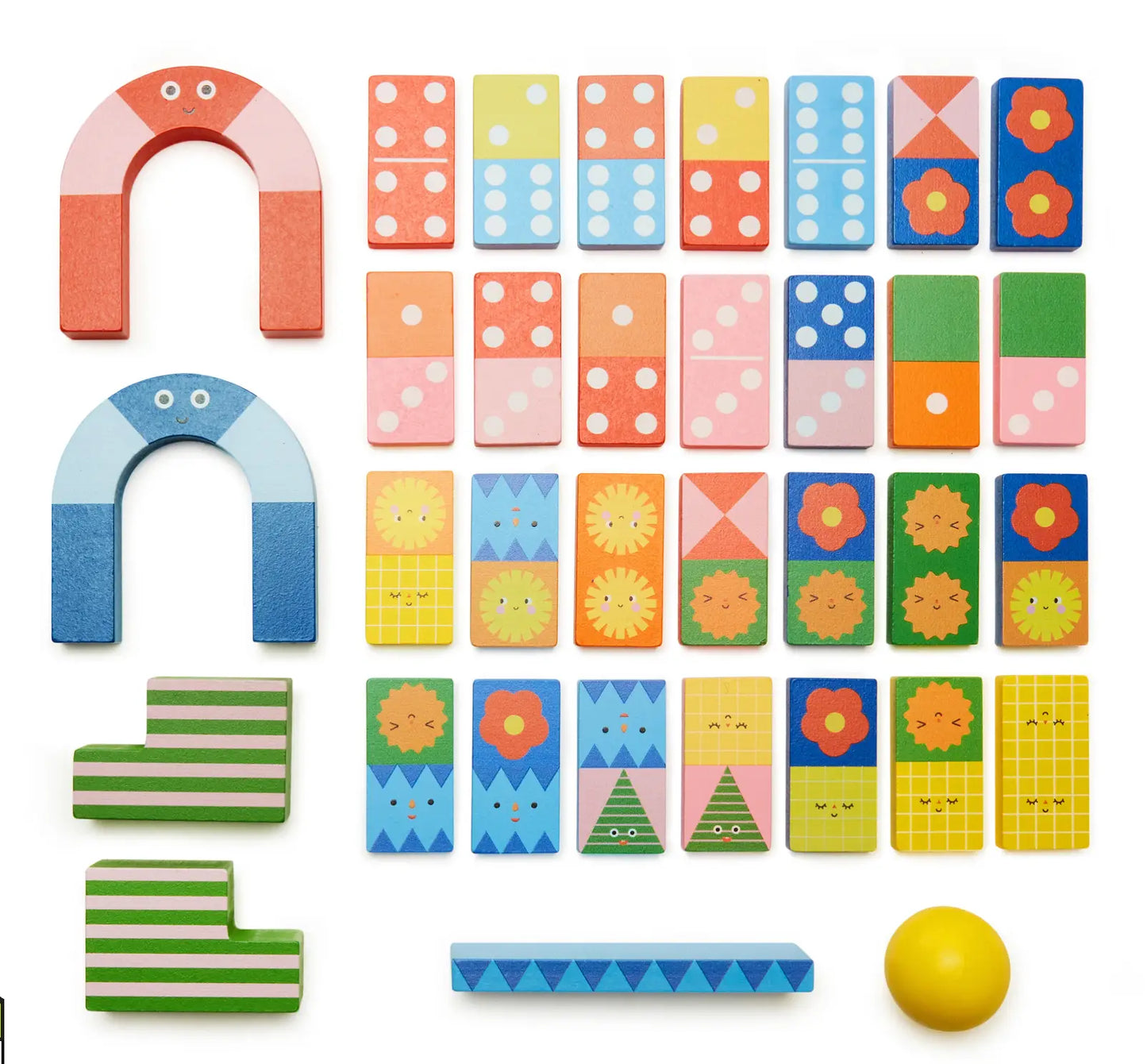 Jeu de domino en bois Kidoki aux designs naturels souriants