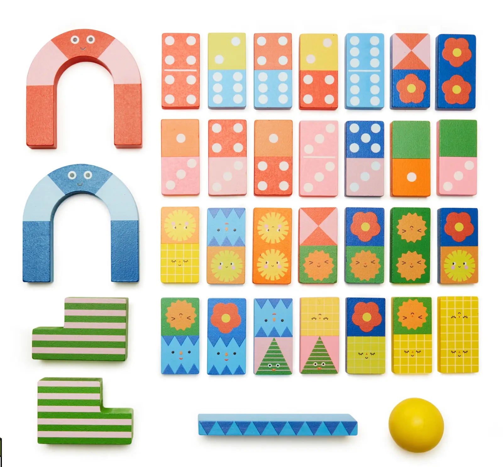 Jeu de domino en bois Kidoki aux designs naturels souriants