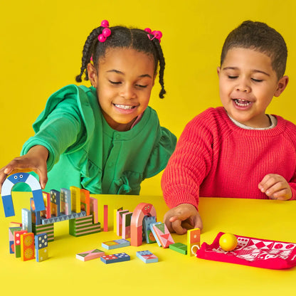 Jeu de domino en bois Kidoki avec animaux colorés et design naturel