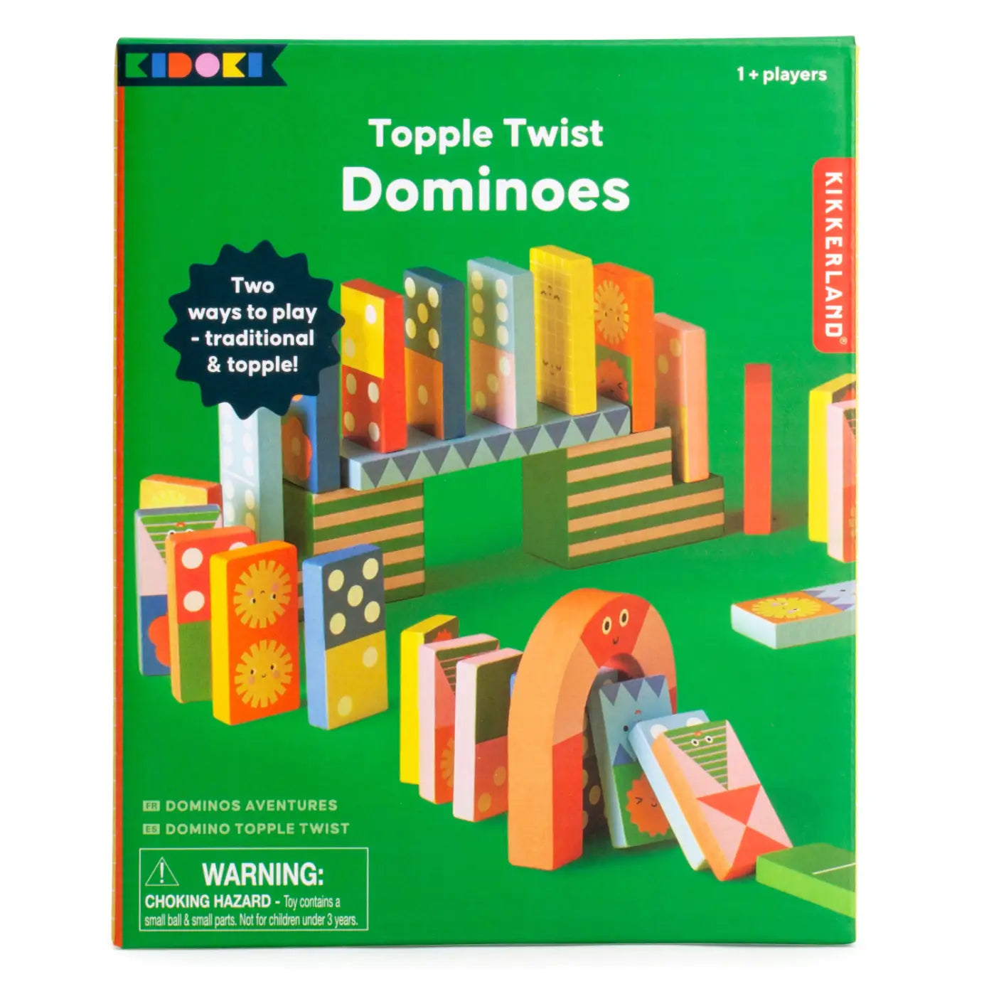 Dominos en bois Kidoki aux motifs soleil et points colorés
