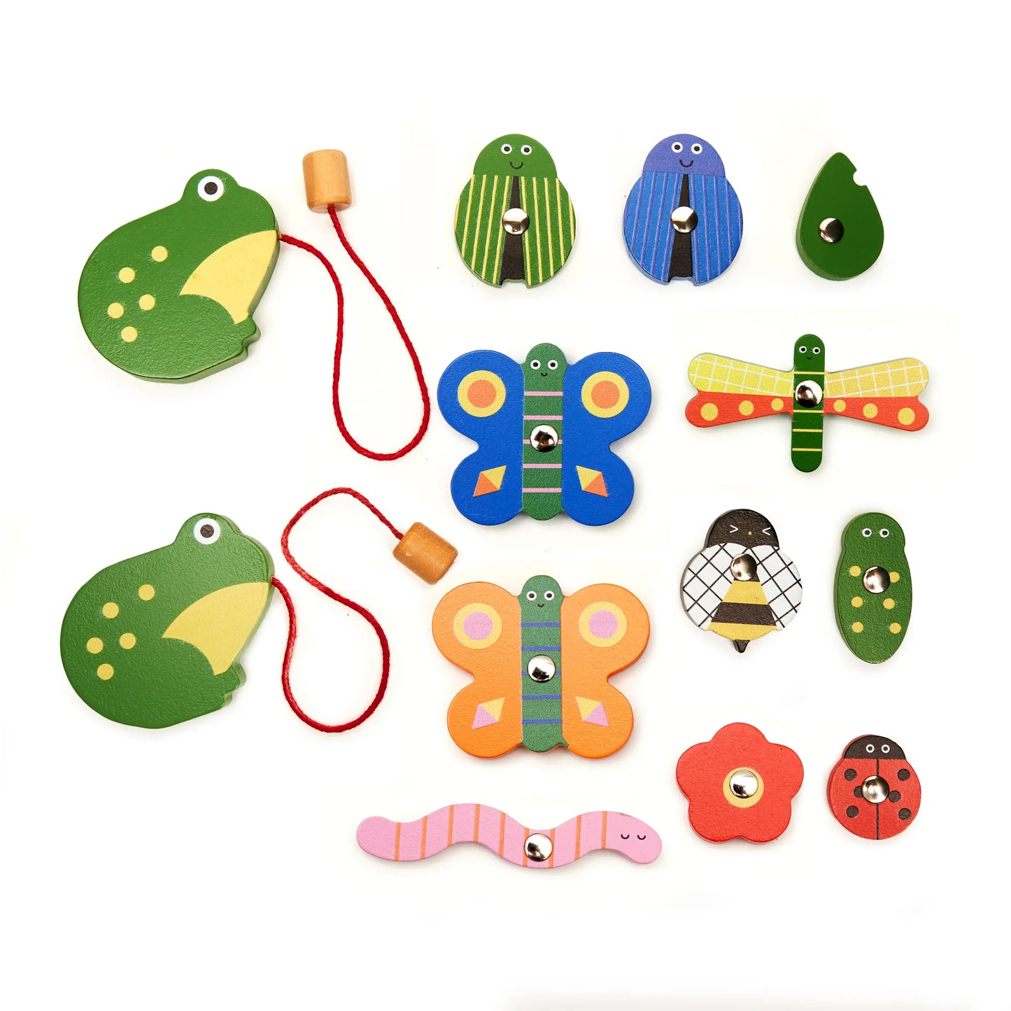 Jeu de pêche en bois grenouille insectes Kidoki, expérience sensorielle avec matériaux naturels