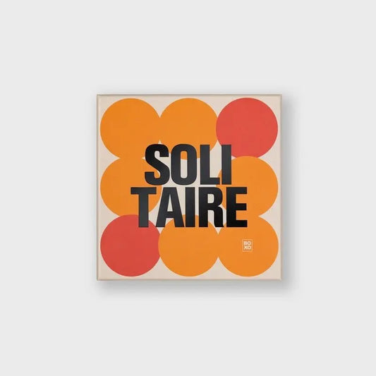 Jeu Solitaire : artwork encadré orange rouge, design contemporain par Boxy