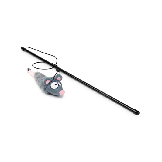 Souris en peluche grise pour chat chasse, avec nez et oreilles roses